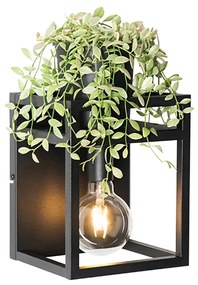 Industriële wandlamp zwart met rek - Cage Rack