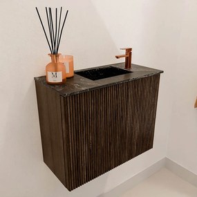 Mondiaz Joya DLux 50cm toiletmeubel walnut met wastafel faye rechts 1 kraangat lava