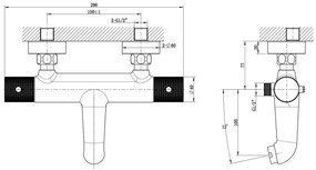 Mueller Clyde thermostatische badmengkraan chroom