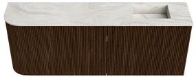 Mondiaz Joya DLux 110cm toiletmeubel ronding links walnut met wastafel faye rechts zonder kraangat ostra