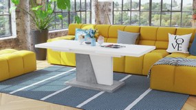 NOIR wit / beton, uitschuifbare salontafel