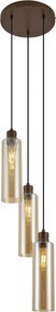 Hotel Chique hanglamp donker brons met amber glas 3-lichts - Stavelot