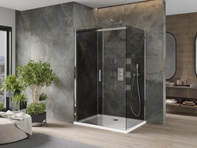 Mexen Omega schuifdouchecabine 100 x 90 cm, grafiet, chroom + Flat douchebak, wit - 825-100-090-01-40-4010
