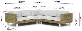 Hoek loungeset  Teak Old teak greywash 5 personen Lifestyle Garden Furniture Long Beach