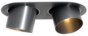 Set van 6 inbouwspots gunmetal GU10 70mm kantelbaar 2-lichts - Installa