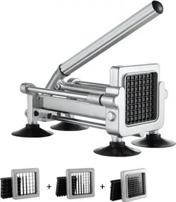 VEVOR Frietsnijder, Aardappelsnijder met roestvrijstalen messen van 1/2, 3/8 en 1/4 inch, Aardappelhakker met zuignappen en zilveren handvat, ideaal voor aardappelen, groenten, komkommers en wortelen