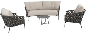 Albareto stoel bank organische loungeset 4 delig antraciet rope Taste 4SO
