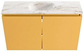 Mondiaz Ture DLux toiletmeubel 80cm ocher met wastafel frappe midden zonder kraangat