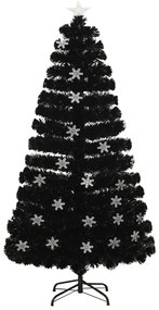 vidaXL Kerstboom met LED-sneeuwvlokken 120 cm glasvezel zwart