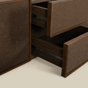 Walnoot Tv-meubel Met Stoffen Deuren 180 Cm - 180x40x40cm.