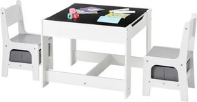 VEVOR Kindertafel met 2 stoelen en stoffen opbergbox onder de stoelen, knutseltafelset voor lezen, leren, tekenen en schrijven, kinderzitset voor kinderdagverblijf, knutseltafel, speeltafel, bureau