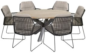 Taste by 4 Seasons Rhodos tuinset met Louvre tafel teak blad Ø 160 cm SALE  Tuinset    houtkleur weerbestendig