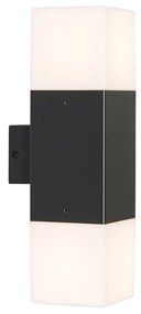 Buiten wandlamp zwart met opale kap 2-lichts IP44 - Denmark Modern E27 IP44 Buitenverlichting
