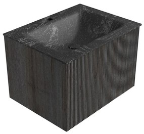 Mondiaz Kurve-dlux 60cm badmeubel shadow met 1 lade en wastafel cloud midden 1 kraangat lava