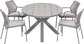 Garden Impressions Natas tuinset 5-delig taupe - Tulli tuintafel 180x115 cm - light teak vironwood