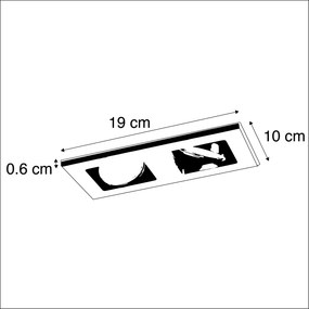 Set van 6 Inbouwspot zwart rechthoekig 2-lichts - Qure GU10 Binnenverlichting Lamp