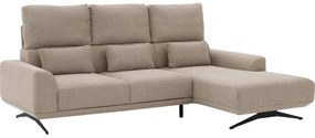 Goossens Excellent Bank Princess bruin, stof, 2,5-zits, elegant chic met chaise longue rechts