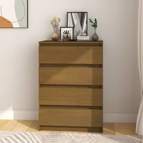 vidaXL Bijzetkast 60x36x84 cm massief grenenhout honingbruin