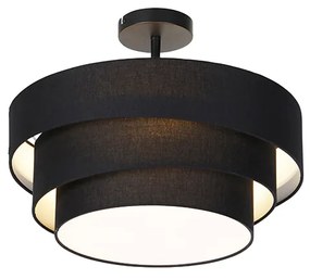 Stoffen Moderne plafondlamp zwart 45 cm 3-lichts - Drum Trio Modern E14 rond Binnenverlichting Lamp