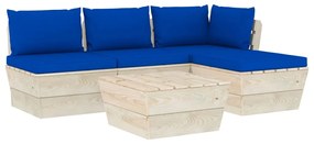 vidaXL 5-delige Loungeset met kussens pallet vurenhout