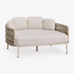 Dubbele Ligstoel Van Aluminium En Gevlochten Touw Met Kussens Tevary Tapioca Beige & Tela Beige Tapioca - Sklum