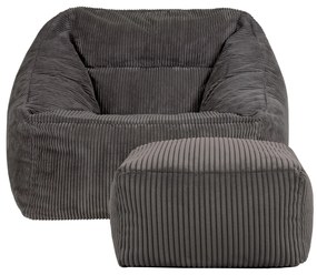 Morgan Cord Armchair Bean Bag + Footstool