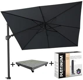 TROPICAL DEAL - Challenger T2 300x300 cm zwart met parasolvoet 90kg en hoes