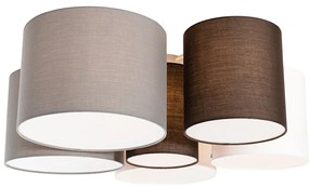Plafondlamp wit grijs en bruin 6-lichts - Multidrum