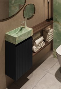 Fontana Green Onyx toiletmeubel met ribbelfront 40cm zwart mat