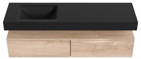 Zaro Alan badmeubel 160cm washed oak 2 lades met vrijhangende wastafel cloud links 1 kraangat urban