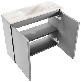 Mondiaz Ture DLux toiletmeubel 60cm plata met wastafel frappe midden zonder kraangat