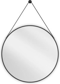 Mexen String ronde badkamer spiegel 70 cm, zwarte lijst - 9854-070-070-000-70