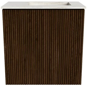 Mondiaz Joya DLux 40cm toiletmeubel walnut met wastafel faye rechts zonder kraangat ostra