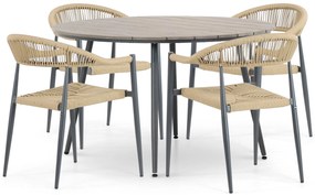 Tuinset Ronde Tuintafel 4 personen 125 cm Aluminium/Rope Taupe  De Laan Projects
