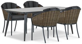 Tuinset 4 personen 180 cm Aluminium/wicker Grijs Santika Furniture Santika Tika