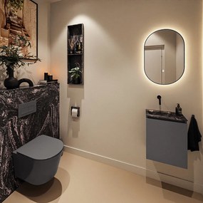 Mondiaz Ture DLux toiletmeubel 40cm dark grey met wastafel lava links zonder kraangat