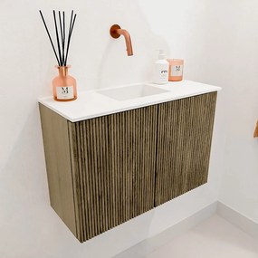 Mondiaz Joya 60cm toiletmeubel dusk met wastafel faye midden zonder kraangat talc