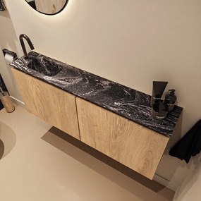 Mondiaz Ture DLux toiletmeubel 120cm washed oak met wastafel lava links met kraangat