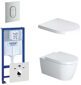 Duravit Starck Me Toiletset - inbouwreservoir - diepspoel - wandcloset - softclose - bedieningsplaat verticaal - mat chroom 0729205/0729241/0293433/0293435/