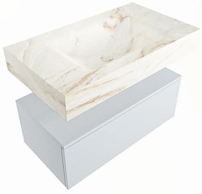 Mondiaz Alan DLux badmeubel 80cm clay 1 lade met wastafel frappe midden zonder kraangat