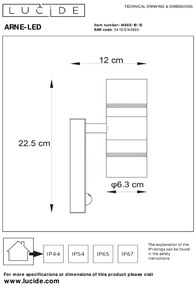 Lucide Arne-LED wandspot 10W 22x12cm chroom mat