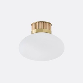 Plafondlamp in messing, bamboe en opaline glas, Dolce