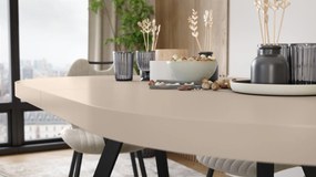 Mazzoni EXPANSO Kasjmier / zwarte poten - OVALE UITSCHUIFTAFEL 160-360 cm VOOR 16-18 PERSONEN