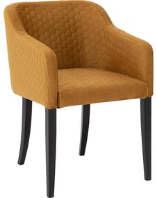 Goossens Eetkamerstoel Peda geel stof met armleuning, elegant chic