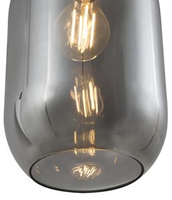 Eettafel / Eetkamer Moderne hanglamp zwart met smoke glas 5-lichts - Sheena Modern E27 ovaal Binnenverlichting Lamp