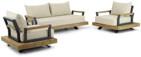 Stoel en Bank Loungeset 4 personen Aluminium/Teak Old teak greywash  Santika Furniture Santika