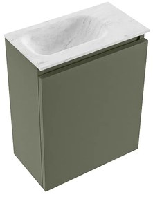 Mondiaz Ture DLux toiletmeubel 40cm army met wastafel opalo links met kraangat