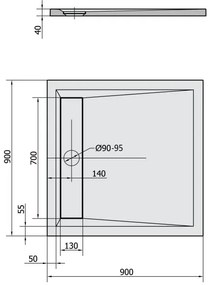 Polysan Arena vierkante douchebak 90x90cm wit