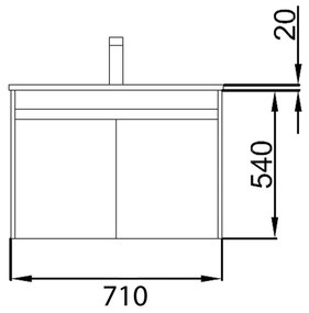Muebles Fusion badmeubel hoogglans wit 70cm