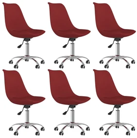 vidaXL Eetkamerstoelen draaibaar 6 st stof wijnrood